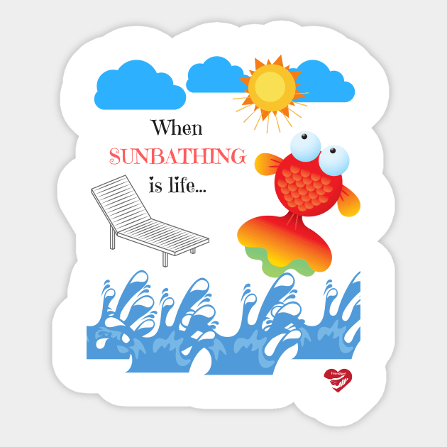 Sunbathing Fish Sticker by Friendipets